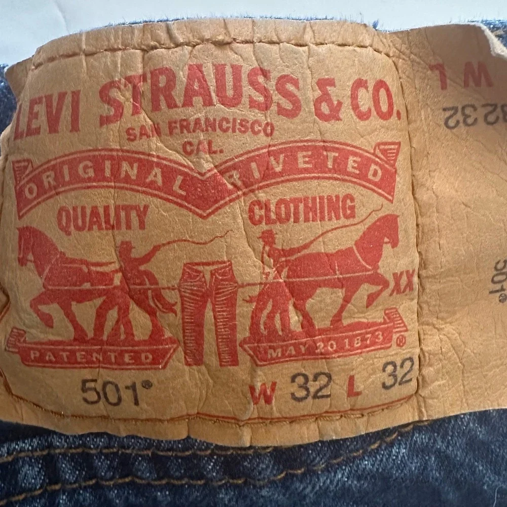 Levi's 501‎ Original Fit Jeans Mens 32x32 Blue Dark Wash Straight Leg Button Fly